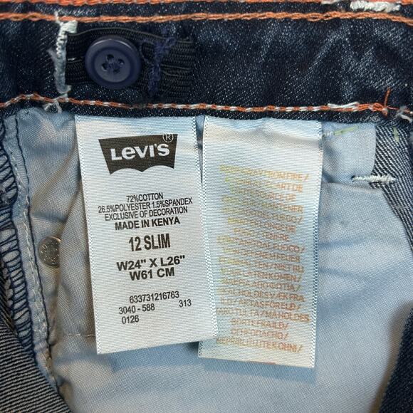 Levi's Boot Cut Jeans Adj Waist Stretch Blue Wonder Girls Sz 12 SLIM 24x27 NEW - Picture 8 of 14
